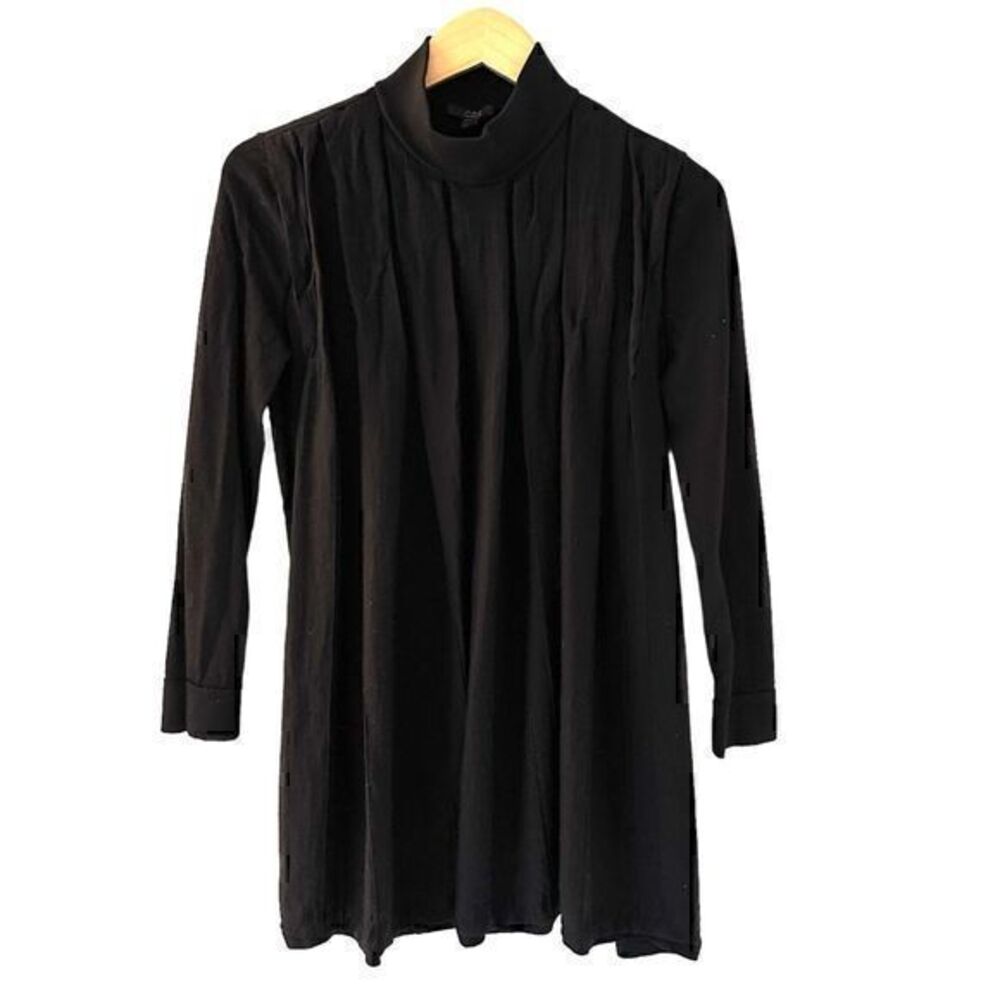COS Black 100% Wool Pleated Turtleneck Sweater Dress Size EUR 5 - Small‎